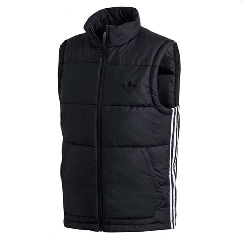 adidas zwarte vest|adidas Originals 3 Stripe padded vest in black .